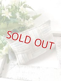 再入荷までしばらくお待ちください！！先染めのストリングパターンポーチ