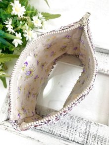 他の写真1: handmade完成品/クロッシェポーチ+ドイリー付き/裏布キルト芯仕立て/ツィード風