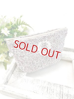 画像2: handmade完成品/クロッシェポーチ+ドイリー付き/裏布キルト芯仕立て/ツィード風
