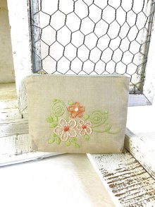 他の写真3: handmade完成品/クロッシェ麻バッグ+ポーチ2点セット/裏布キルト芯仕立て