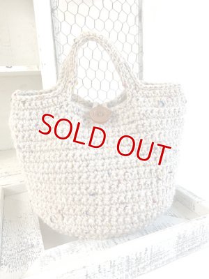 画像2: handmade完成品/クロッシェ麻バッグ+コースター+ブローチ+ミニミニポーチ4点セット/裏布キルト芯仕立て