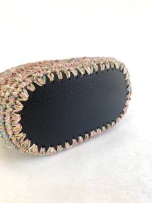 他の写真2: handmade完成品/クロッシェバッグ/変わりコマ編み暖色系/内布キルト芯仕立て