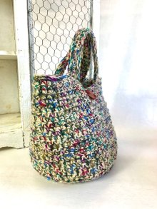他の写真1: handmade完成品/クロッシェ麻バッグ+ポーチ2点セット/裏布キルト芯仕立て
