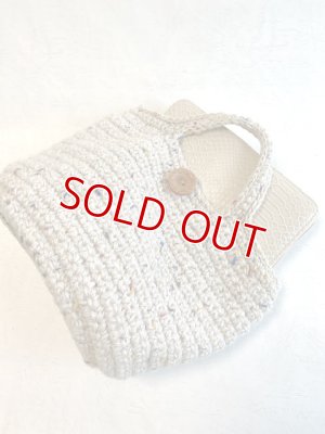 画像4: handmade完成品/クロッシェ麻バッグ+コースター+ブローチ+ミニミニポーチ4点セット/裏布キルト芯仕立て