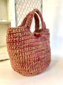 他の写真2: handmade完成品/クロッシェバッグ+刺繍ポーチ2点セット/裏布キルト芯仕立て