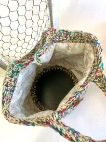他の写真2: handmade完成品/クロッシェ麻バッグ+ポーチ2点セット/裏布キルト芯仕立て