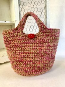 他の写真1: handmade完成品/クロッシェバッグ+刺繍ポーチ2点セット/裏布キルト芯仕立て