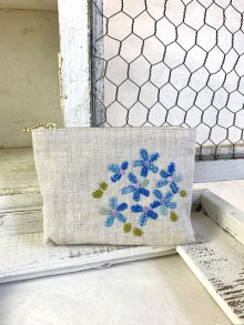 他の写真2: handmade完成品/クロッシェ麻バッグ+刺繍ポーチ2点セット/裏布キルト芯仕立て