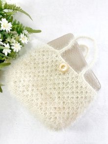 他の写真1: handmade完成品/クロッシェバッグ/グラニーミニバッグ白