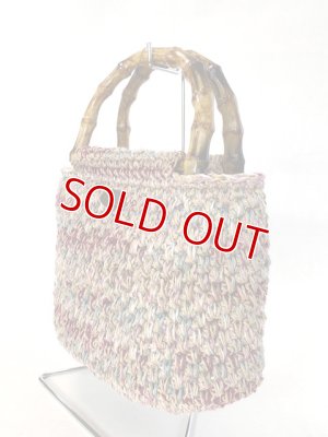画像3: handmade完成品/クロッシェバッグ/変わりコマ編み暖色系/内布キルト芯仕立て