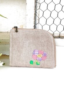他の写真3: handmade完成品/2つ折り財布/刺繍花ピンク