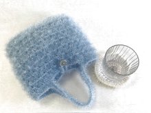 他の写真3: handmade完成品/クロッシェバッグ/グラニーミニバッグ/ブルー