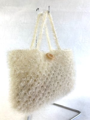 画像3: handmade完成品/クロッシェバッグ/グラニーミニバッグ白