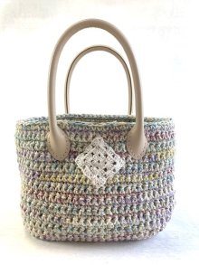 他の写真1: handmade完成品/クロッシェバッグ/フラワーモチーフ/グラニーバッグ/パステルカラー/裏布キルト芯仕立て