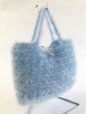画像2: handmade完成品/クロッシェバッグ/グラニーミニバッグ/ブルー